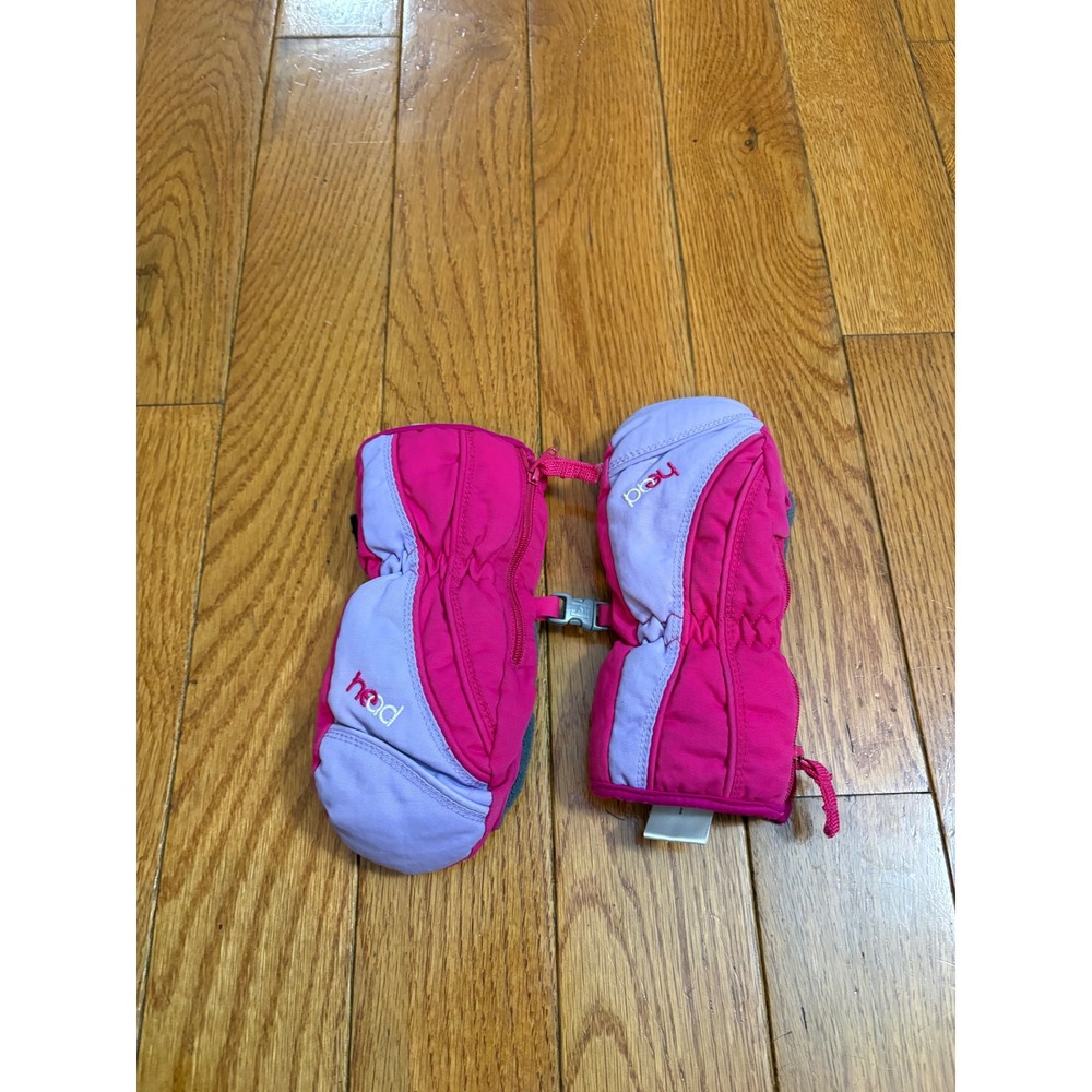 Head Kids Pink Purple Insulated Ski Mittens Size XS Side Zip Winter Snow Mitts